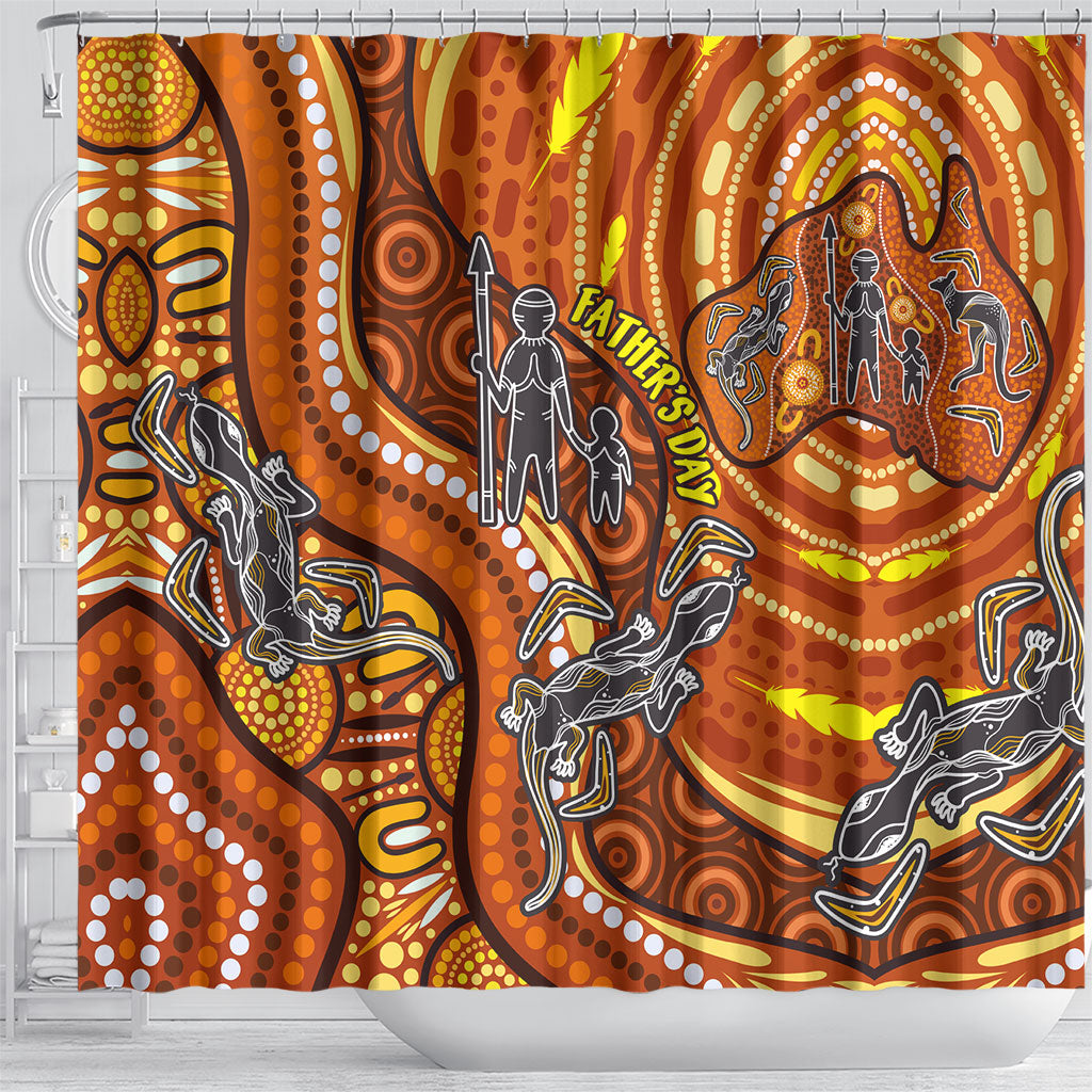 Australia Fathers Day Shower Curtain Aboriginal Dot Art - Kangaroo And Lizard