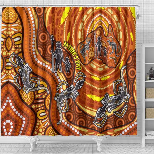 Australia Fathers Day Shower Curtain Aboriginal Dot Art - Kangaroo And Lizard