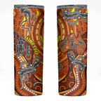 Australia Fathers Day Skinny Tumbler Aboriginal Dot Art - Kangaroo And Lizard