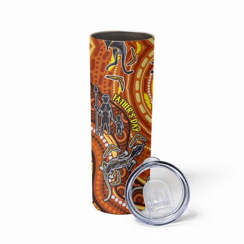 Australia Fathers Day Skinny Tumbler Aboriginal Dot Art - Kangaroo And Lizard