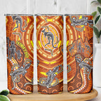 Australia Fathers Day Skinny Tumbler Aboriginal Dot Art - Kangaroo And Lizard