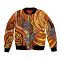 Australia Fathers Day Sleeve Zip Bomber Jacket Aboriginal Dot Art - Kangaroo And Lizard