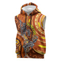 Australia Fathers Day Sleeveless Hoodie Aboriginal Dot Art - Kangaroo And Lizard