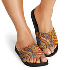 Australia Fathers Day Slide Sandals Aboriginal Dot Art - Kangaroo And Lizard