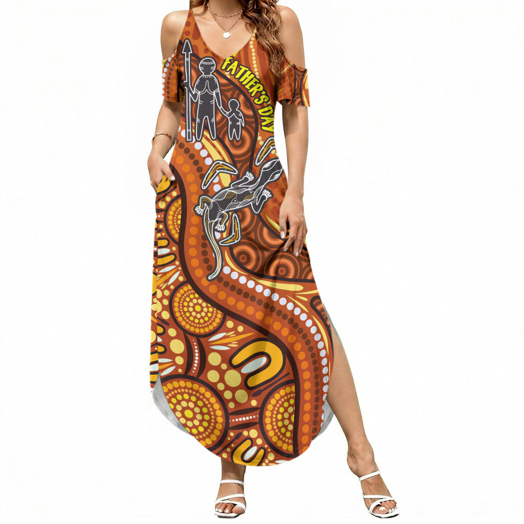 Australia Fathers Day Summer Maxi Dress Aboriginal Dot Art - Kangaroo And Lizard