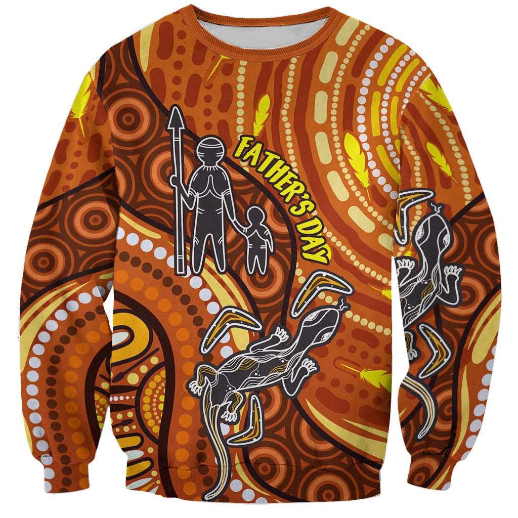 Australia Fathers Day Sweatshirt Aboriginal Dot Art - Kangaroo And Lizard
