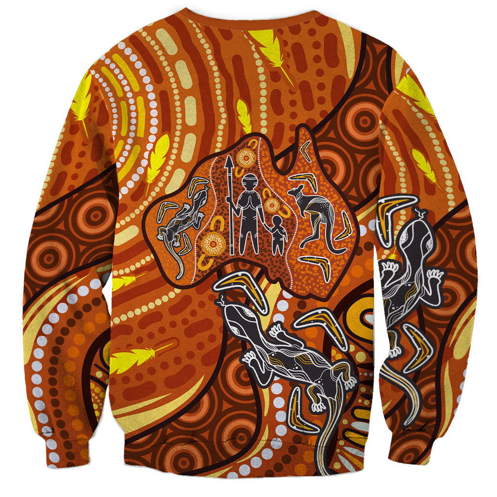 Australia Fathers Day Sweatshirt Aboriginal Dot Art - Kangaroo And Lizard