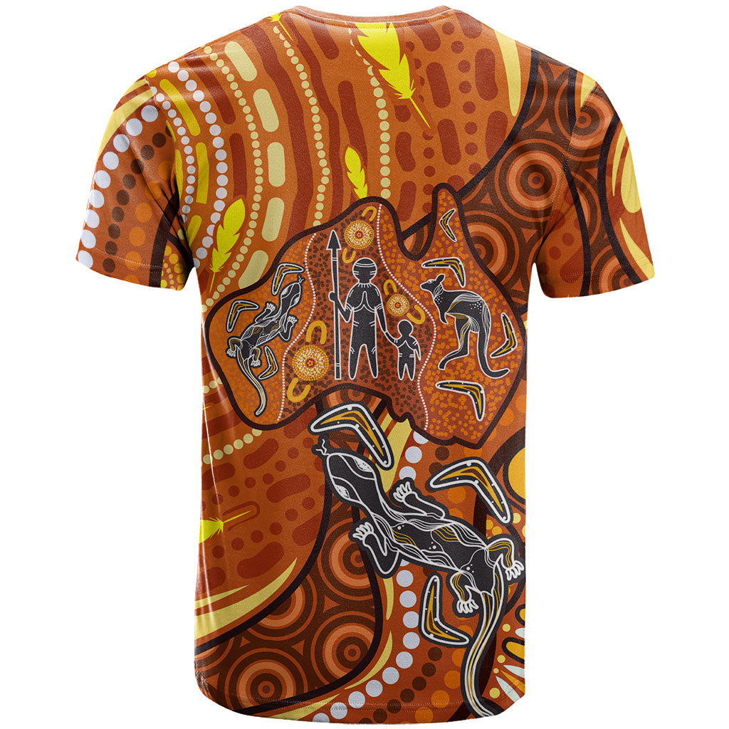 Australia Fathers Day T Shirt Aboriginal Dot Art - Kangaroo And Lizard