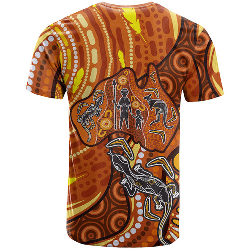 Australia Fathers Day T Shirt Aboriginal Dot Art - Kangaroo And Lizard