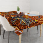 Australia Fathers Day Tablecloth Aboriginal Dot Art - Kangaroo And Lizard