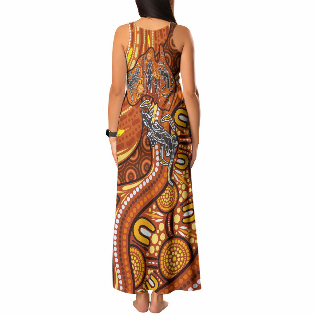 Australia Fathers Day Tank Maxi Dress Aboriginal Dot Art - Kangaroo And Lizard