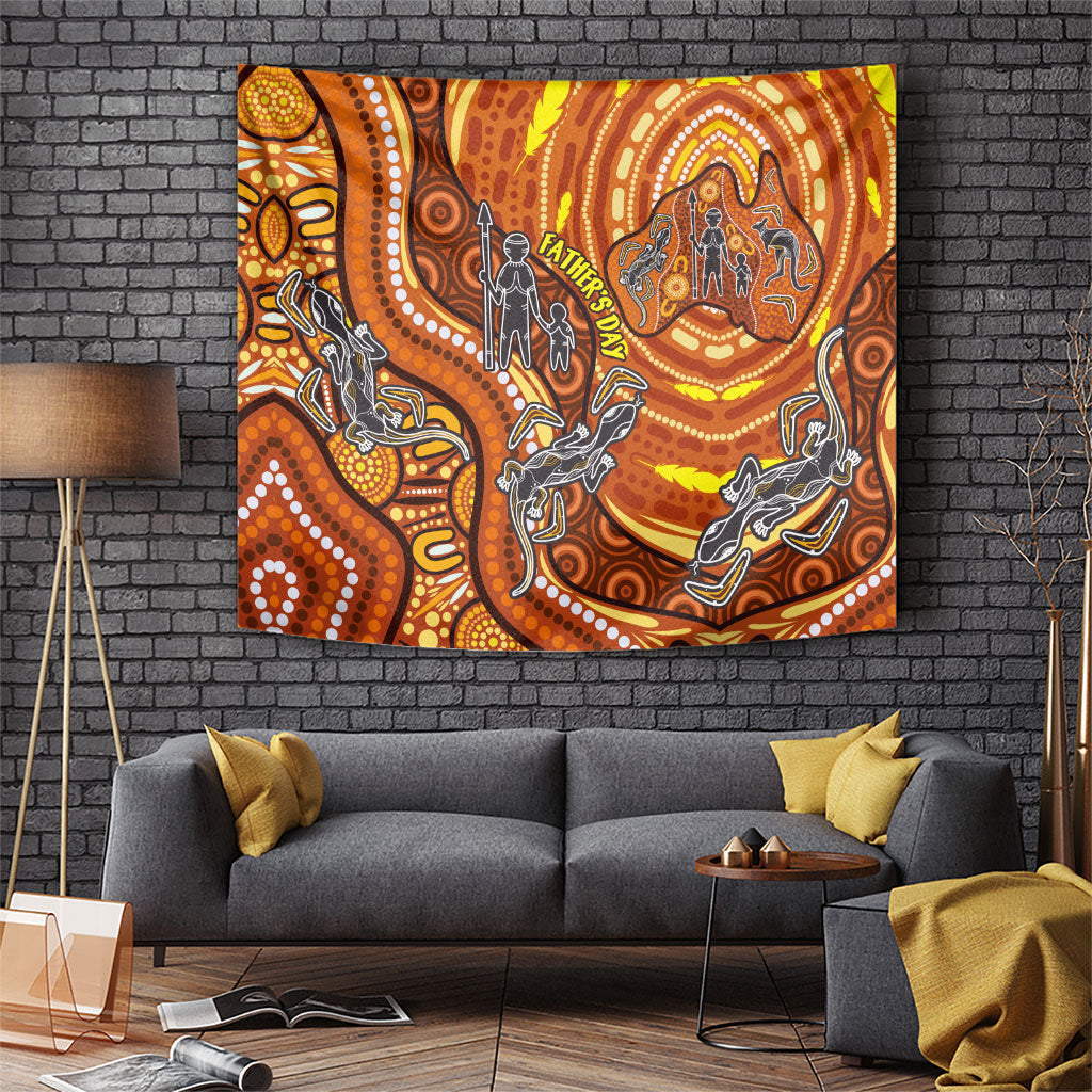Australia Fathers Day Tapestry Aboriginal Dot Art - Kangaroo And Lizard