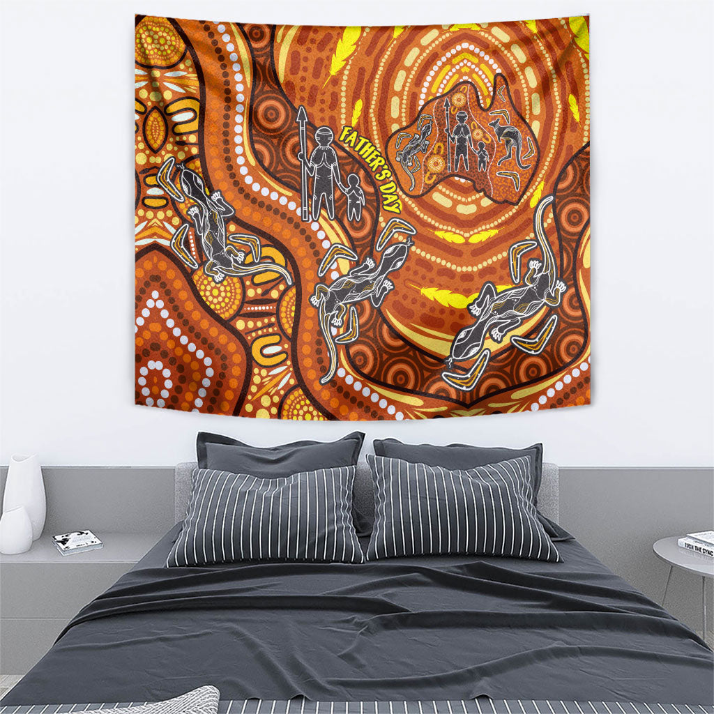 Australia Fathers Day Tapestry Aboriginal Dot Art - Kangaroo And Lizard