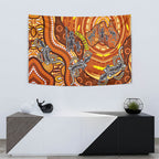 Australia Fathers Day Tapestry Aboriginal Dot Art - Kangaroo And Lizard