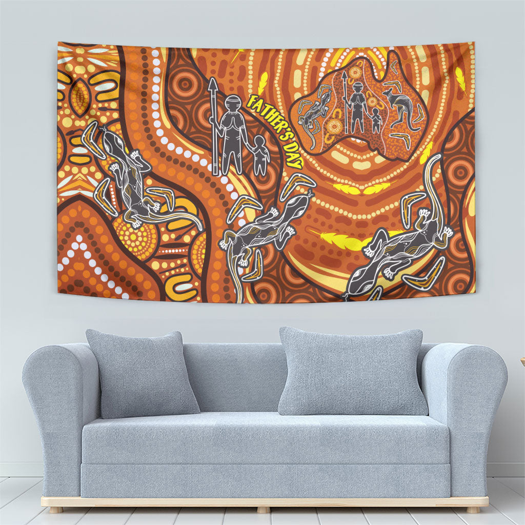 Australia Fathers Day Tapestry Aboriginal Dot Art - Kangaroo And Lizard