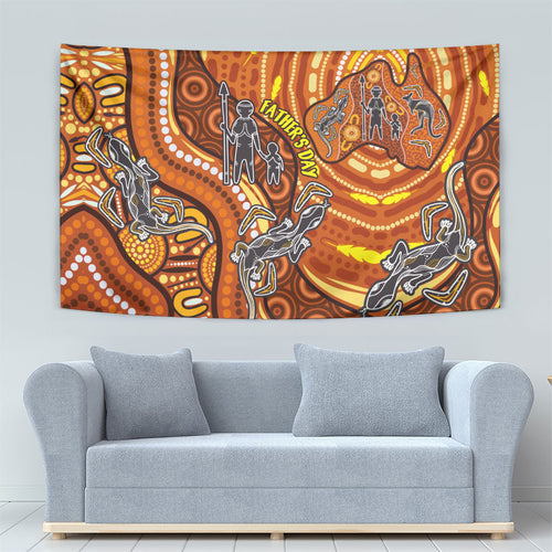Australia Fathers Day Tapestry Aboriginal Dot Art - Kangaroo And Lizard