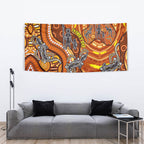 Australia Fathers Day Tapestry Aboriginal Dot Art - Kangaroo And Lizard