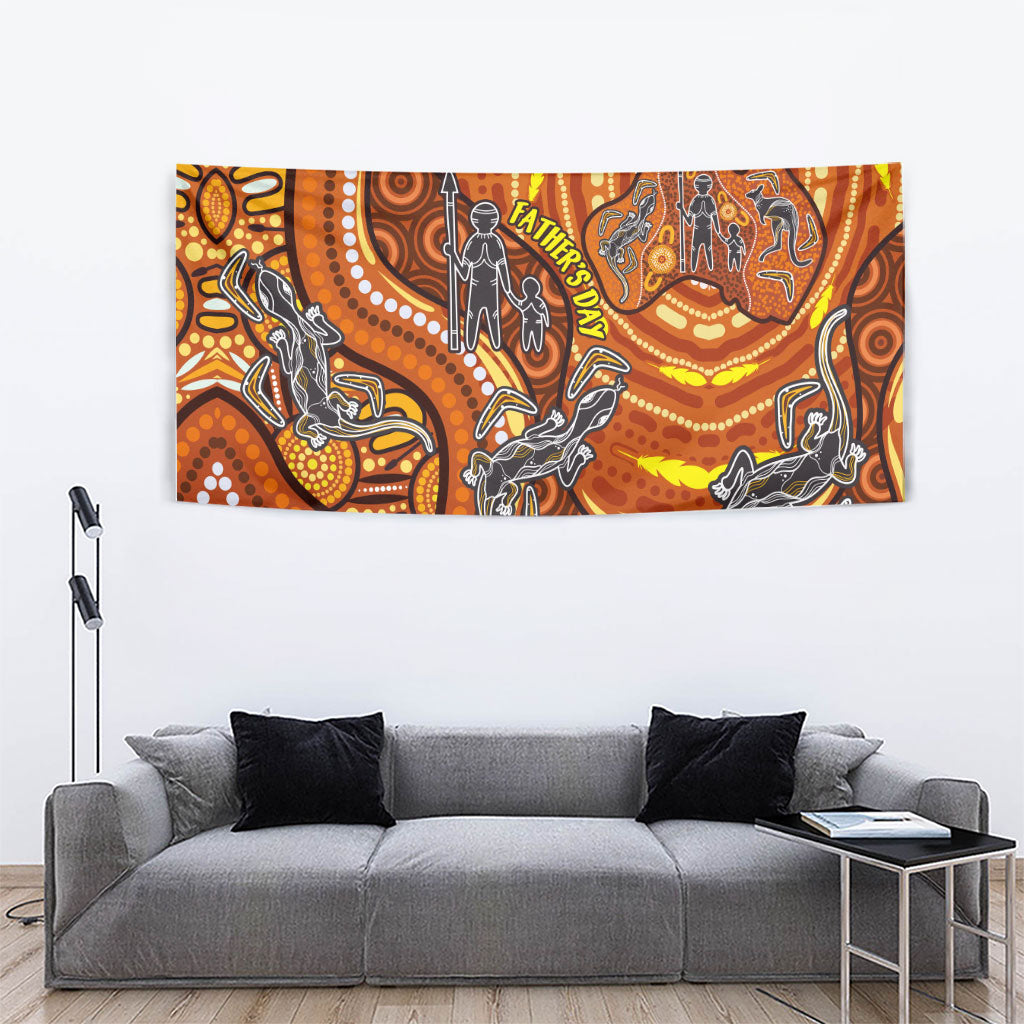 Australia Fathers Day Tapestry Aboriginal Dot Art - Kangaroo And Lizard