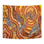 Australia Fathers Day Tapestry Aboriginal Dot Art - Kangaroo And Lizard