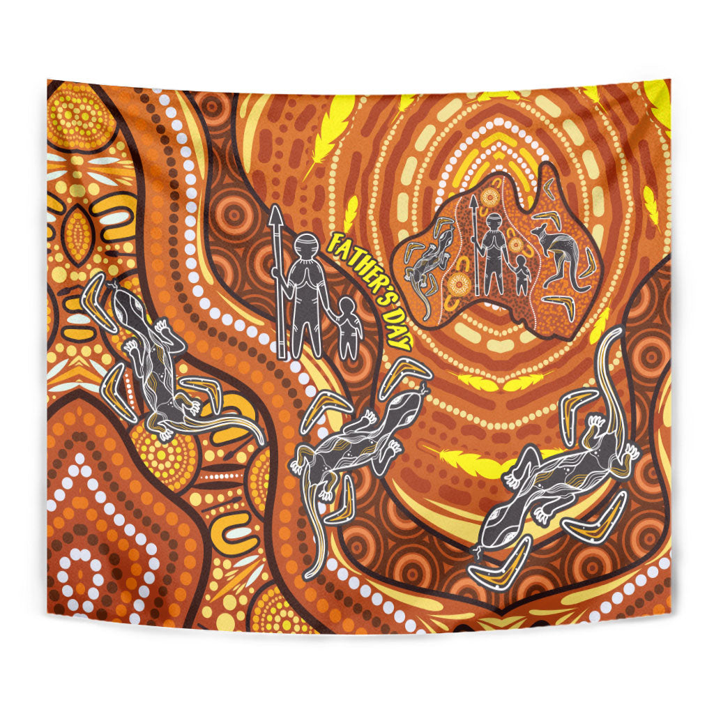 Australia Fathers Day Tapestry Aboriginal Dot Art - Kangaroo And Lizard