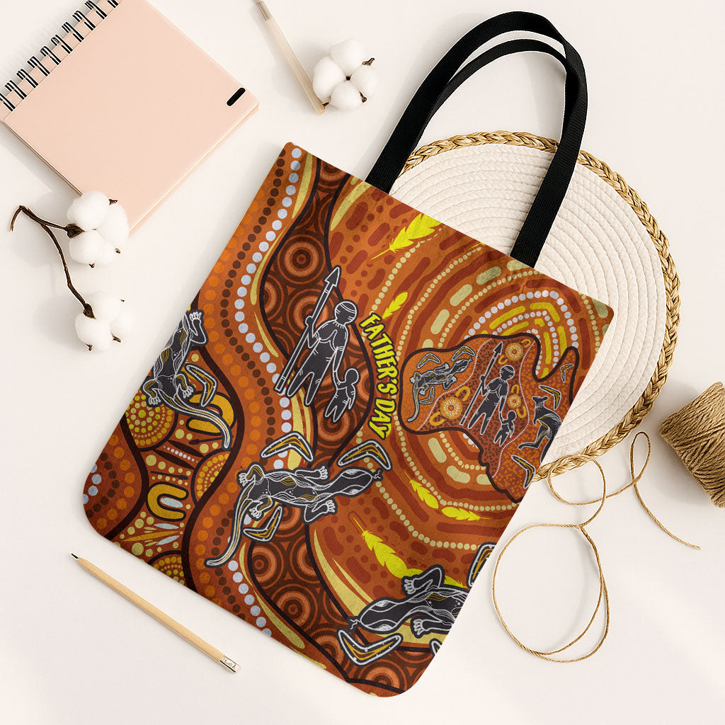Australia Fathers Day Tote Bag Aboriginal Dot Art - Kangaroo And Lizard