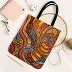 Australia Fathers Day Tote Bag Aboriginal Dot Art - Kangaroo And Lizard