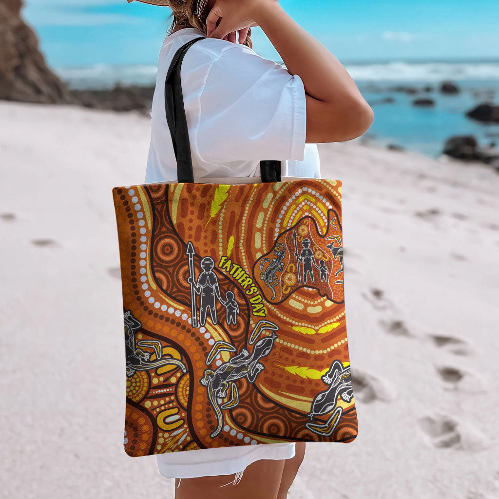 Australia Fathers Day Tote Bag Aboriginal Dot Art - Kangaroo And Lizard