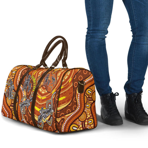 Australia Fathers Day Travel Bag Aboriginal Dot Art - Kangaroo And Lizard