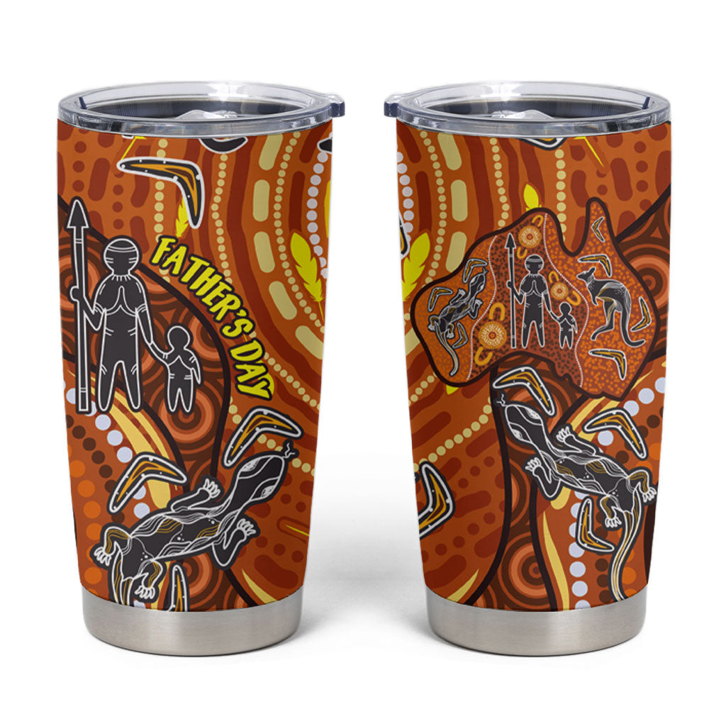 Australia Fathers Day Tumbler Cup Aboriginal Dot Art - Kangaroo And Lizard