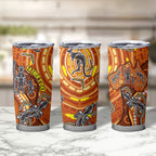 Australia Fathers Day Tumbler Cup Aboriginal Dot Art - Kangaroo And Lizard