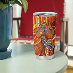 Australia Fathers Day Tumbler Cup Aboriginal Dot Art - Kangaroo And Lizard