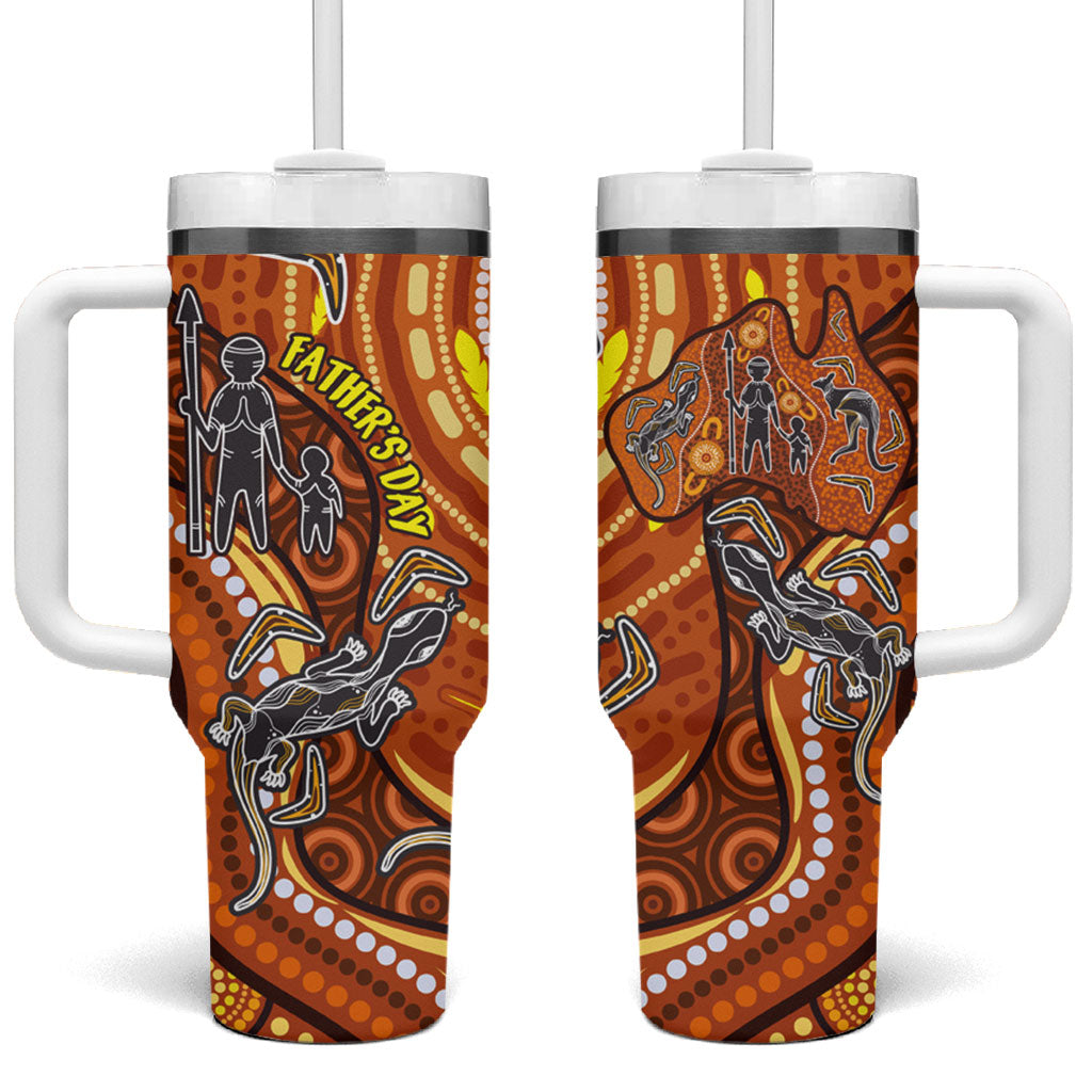 Australia Fathers Day Tumbler With Handle Aboriginal Dot Art - Kangaroo And Lizard