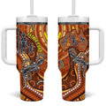 Australia Fathers Day Tumbler With Handle Aboriginal Dot Art - Kangaroo And Lizard