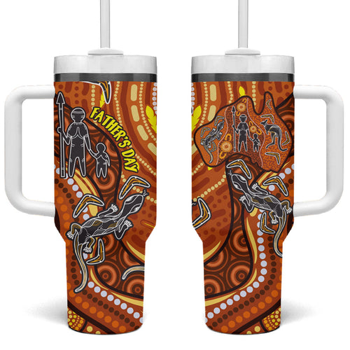 Australia Fathers Day Tumbler With Handle Aboriginal Dot Art - Kangaroo And Lizard