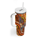 Australia Fathers Day Tumbler With Handle Aboriginal Dot Art - Kangaroo And Lizard