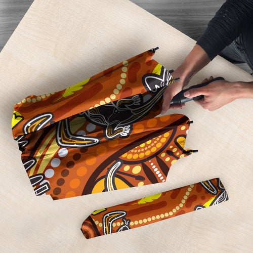 Australia Fathers Day Umbrella Aboriginal Dot Art - Kangaroo And Lizard