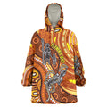 Australia Fathers Day Wearable Blanket Hoodie Aboriginal Dot Art - Kangaroo And Lizard