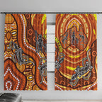 Australia Fathers Day Window Curtain Aboriginal Dot Art - Kangaroo And Lizard