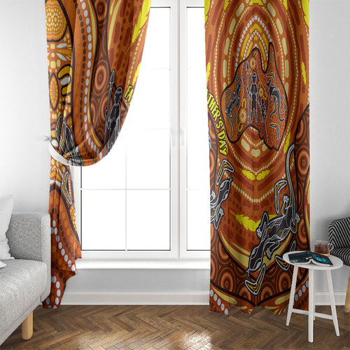 Australia Fathers Day Window Curtain Aboriginal Dot Art - Kangaroo And Lizard