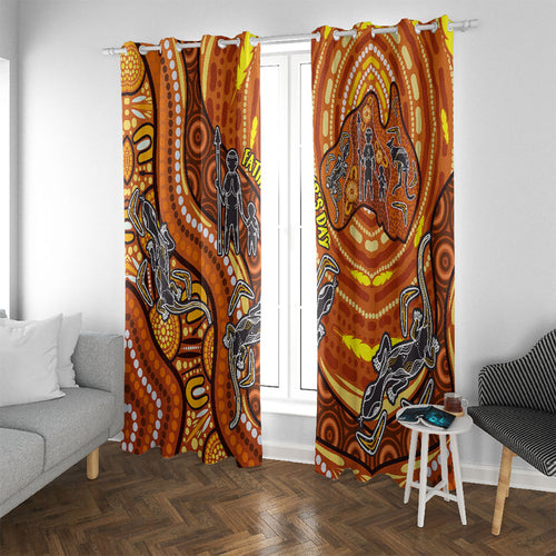Australia Fathers Day Window Curtain Aboriginal Dot Art - Kangaroo And Lizard