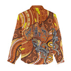 Australia Fathers Day Women Casual Shirt Aboriginal Dot Art - Kangaroo And Lizard