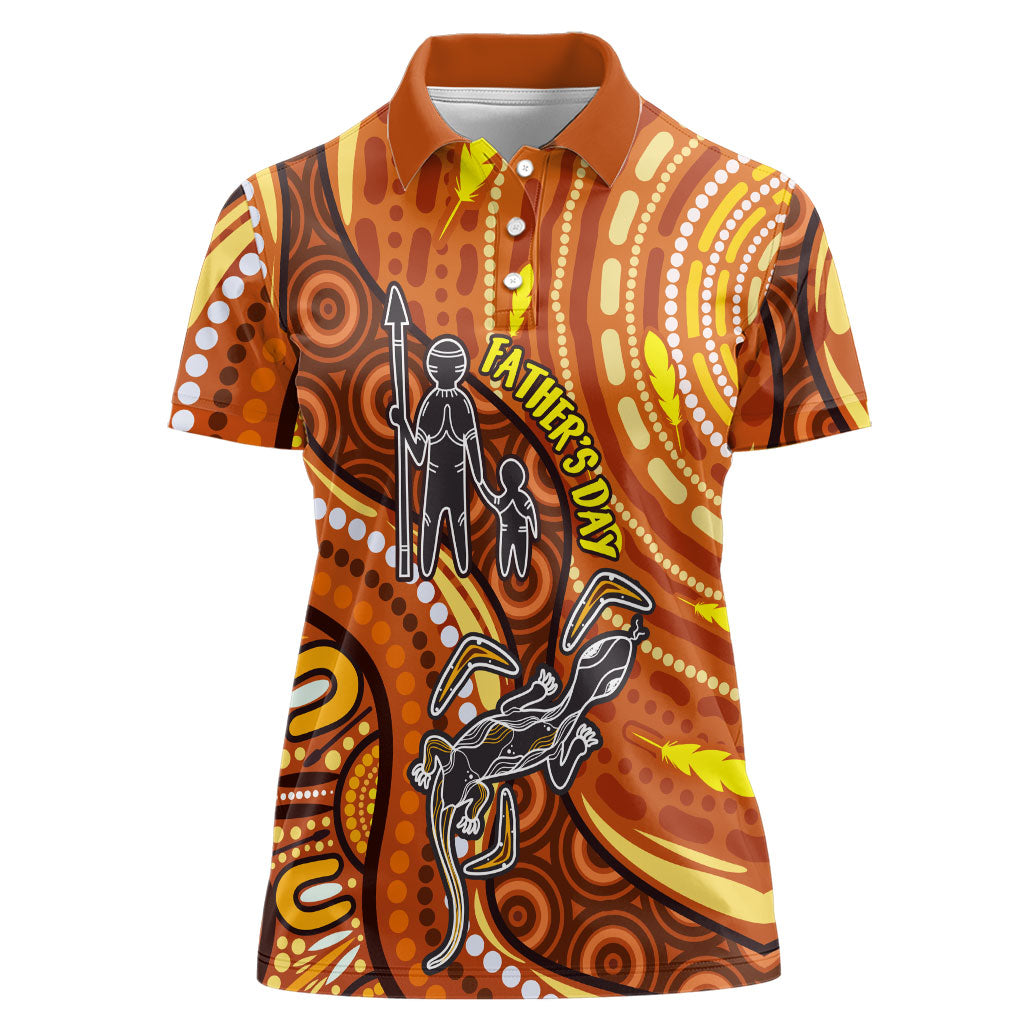 Australia Fathers Day Women Polo Shirt Aboriginal Dot Art - Kangaroo And Lizard