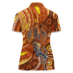 Australia Fathers Day Women Polo Shirt Aboriginal Dot Art - Kangaroo And Lizard