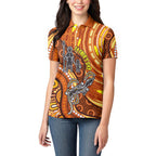 Australia Fathers Day Women Polo Shirt Aboriginal Dot Art - Kangaroo And Lizard