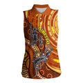 Australia Fathers Day Women Sleeveless Polo Shirt Aboriginal Dot Art - Kangaroo And Lizard