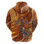 Australia Fathers Day Zip Hoodie Aboriginal Dot Art - Kangaroo And Lizard