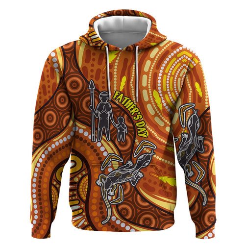 Australia Fathers Day Zip Hoodie Aboriginal Dot Art - Kangaroo And Lizard