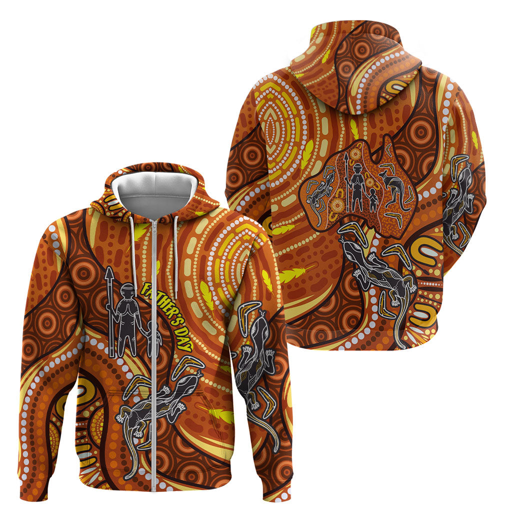 Australia Fathers Day Zip Hoodie Aboriginal Dot Art - Kangaroo And Lizard