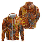 Australia Fathers Day Zip Hoodie Aboriginal Dot Art - Kangaroo And Lizard