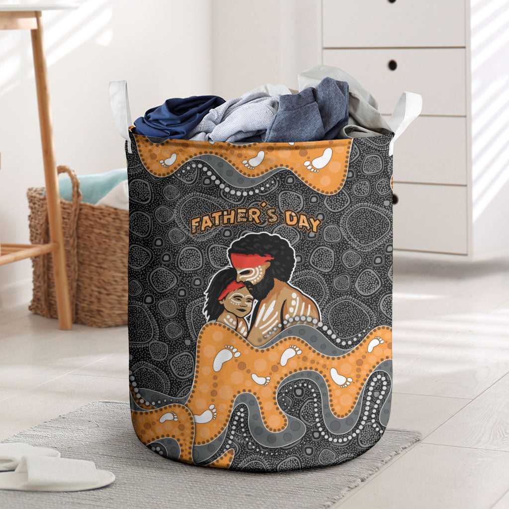 Australia Aboriginal Fathers Day Laundry Basket Indigenous Dot Art - Family Footprint